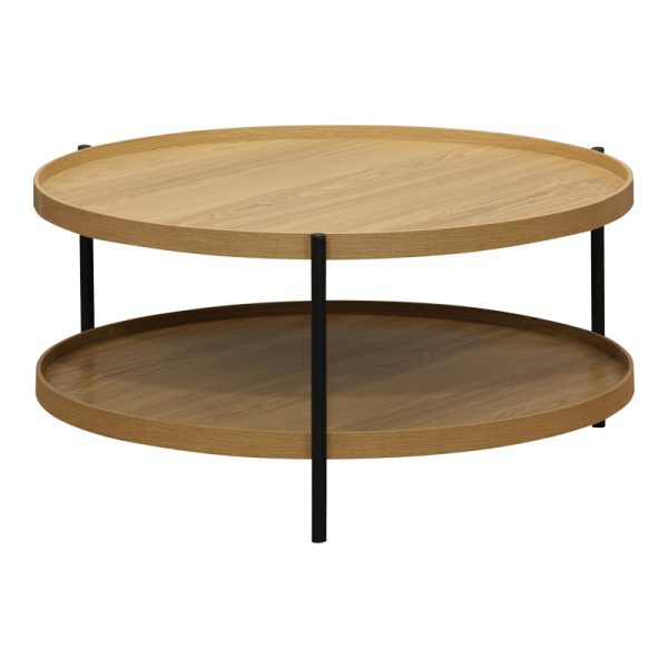 260 000019 13 Coffee table Portogie pakoworld mdf natural - metal black D80x40cmIndoor furniture > Coffee tables