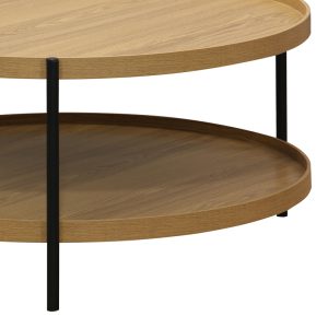 260 000019 2 11 Coffee table Portogie pakoworld mdf natural - metal black D80x40cmIndoor furniture > Coffee tables