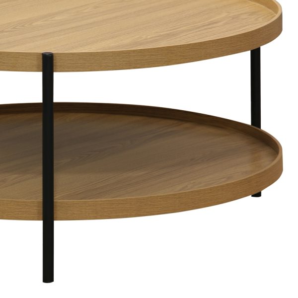 260 000019 2 11 Coffee table Portogie pakoworld mdf natural - metal black D80x40cmIndoor furniture > Coffee tables