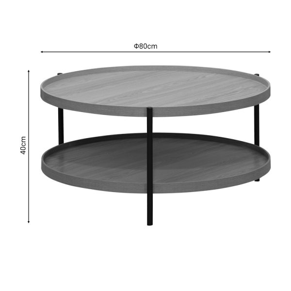 260 000019 3 11 Coffee table Portogie pakoworld mdf natural - metal black D80x40cmIndoor furniture > Coffee tables