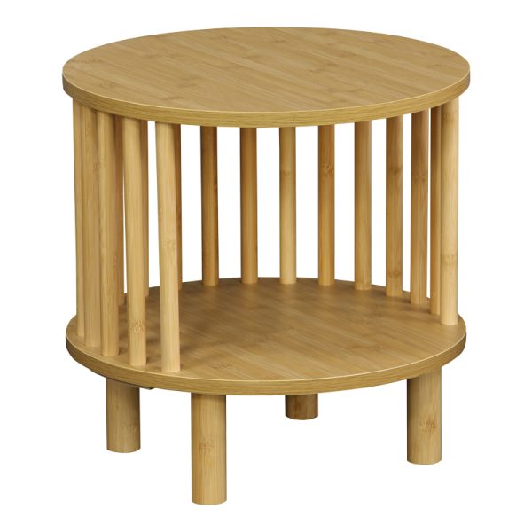 260 000028 13 Bedside table Nodial pakoworld MDF/Bamboo in natural color D40x40cmIndoor furniture > Bedside tables
