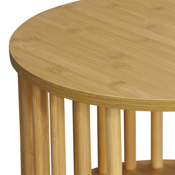 260 000028 4 10 Bedside table Nodial pakoworld MDF/Bamboo in natural color D40x40cmIndoor furniture > Bedside tables