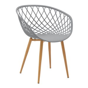 262 000024 12 Armchair Ezra pakoworld grey pp-natural metal leg 62x42x82cmIndoor furniture > Armchairs