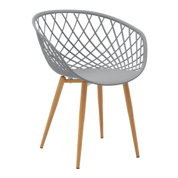 262 000024 12 Armchair Ezra pakoworld grey pp-natural metal leg 62x42x82cmIndoor furniture > Armchairs