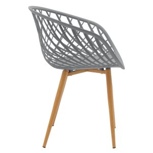 262 000024 2 9 Armchair Ezra pakoworld grey pp-natural metal leg 62x42x82cmIndoor furniture > Armchairs
