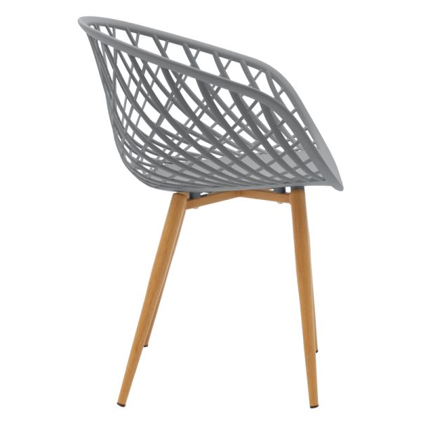 262 000024 2 9 Armchair Ezra pakoworld grey pp-natural metal leg 62x42x82cmIndoor furniture > Armchairs