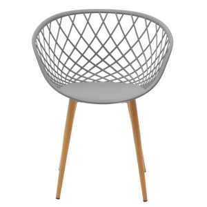 262 000024 3 9 Armchair Ezra pakoworld grey pp-natural metal leg 62x42x82cmIndoor furniture > Armchairs