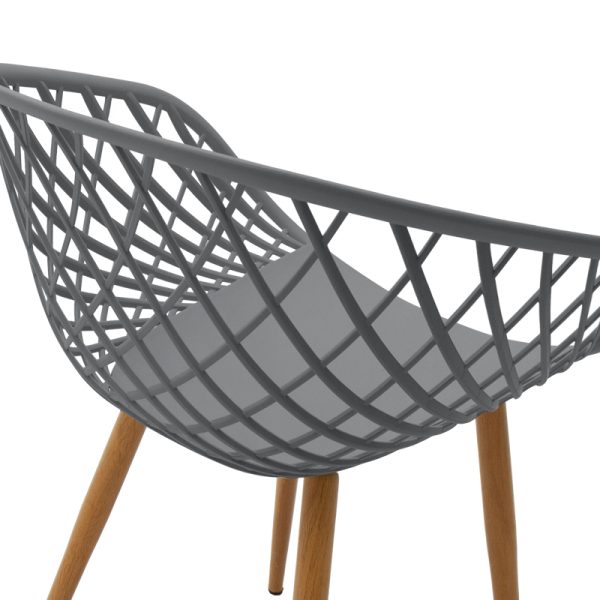 262 000024 4 9 Armchair Ezra pakoworld grey pp-natural metal leg 62x42x82cmIndoor furniture > Armchairs