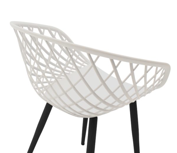 262 000026 4 5 Armchair Ezra pakoworld white pp-black metal leg 62x42x82cmIndoor furniture > Armchairs