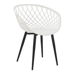 262 000026 8 Armchair Ezra pakoworld white pp-black metal leg 62x42x82cmIndoor furniture > Armchairs