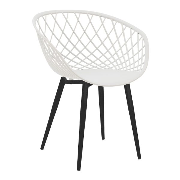 262 000026 8 Armchair Ezra pakoworld white pp-black metal leg 62x42x82cmIndoor furniture > Armchairs