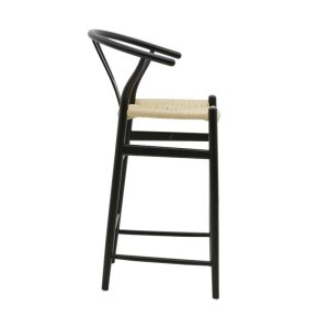 263 000004 2 2 Bar stool Wishbone pakoworld black beech wood-natural rope 53x54x107cmBOHO CHIC > Stools