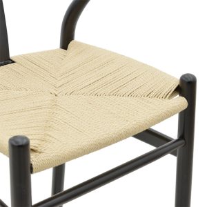 263 000004 4 2 Bar stool Wishbone pakoworld black beech wood-natural rope 53x54x107cmBOHO CHIC > Stools
