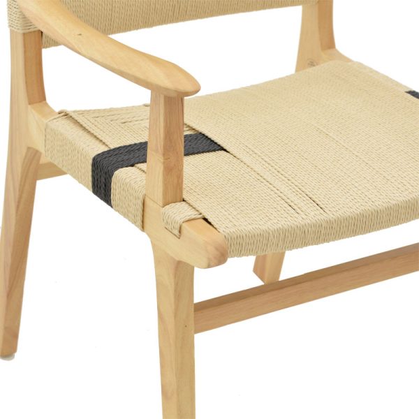 263 000005 4 3 Armchair Olivier pakoworld natural black beech wood-natural rope 62x60x85cmBOHO CHIC > Chairs and Armchairs