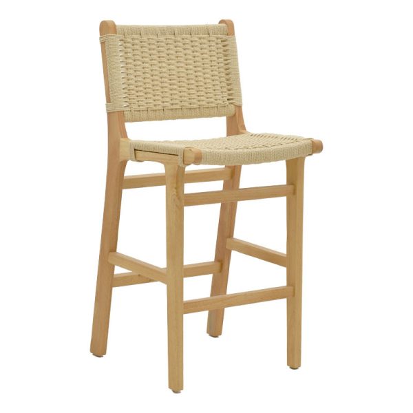 263 000008 13 Bar stool Julien pakoworld natural rubberwood-natural rope 45x46x95cmBOHO CHIC > Stools