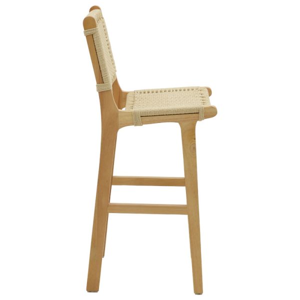 263 000008 2 10 Bar stool Julien pakoworld natural rubberwood-natural rope 45x46x95cmBOHO CHIC > Stools