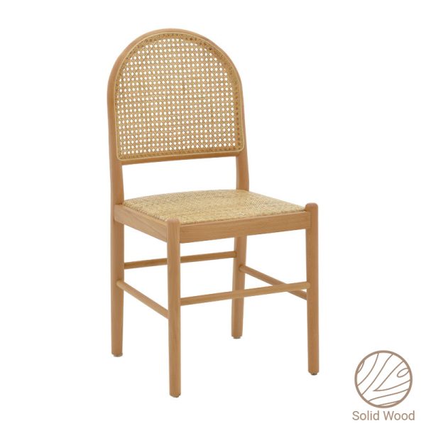 263 000010 7 Chair Alessia pakoworld natural beech wood- rattan natural 43x40x89cmBOHO CHIC > Chairs and Armchairs