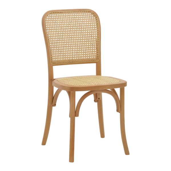 263 000027 7 Chair stackable Kalliope pakoworld natural beech wood-natural rattan 45x50x89cmBOHO CHIC > Chairs and Armchairs