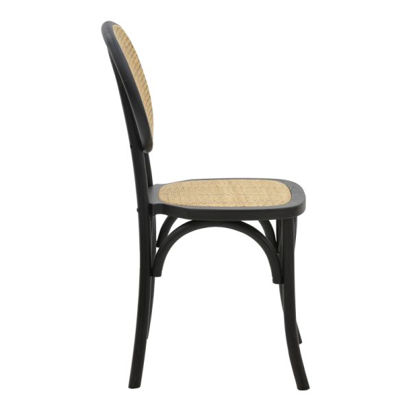 263 000031 2 2 Chair stackable Zoel pakoworld black beech wood-natural rattan 45x52x82cmBOHO CHIC > Chairs and Armchairs