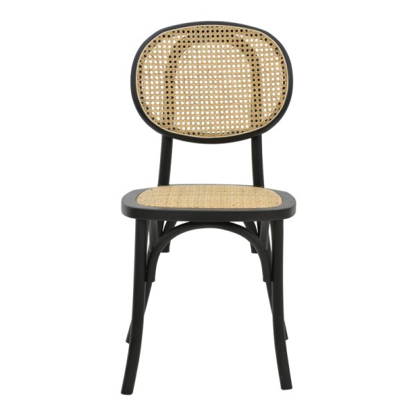 263 000031 3 2 Chair stackable Zoel pakoworld black beech wood-natural rattan 45x52x82cmBOHO CHIC > Chairs and Armchairs