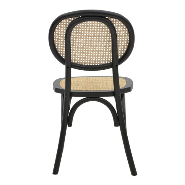 263 000031 4 2 Chair stackable Zoel pakoworld black beech wood-natural rattan 45x52x82cmBOHO CHIC > Chairs and Armchairs