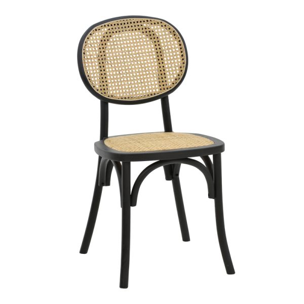 263 000031 5 Chair stackable Zoel pakoworld black beech wood-natural rattan 45x52x82cmBOHO CHIC > Chairs and Armchairs