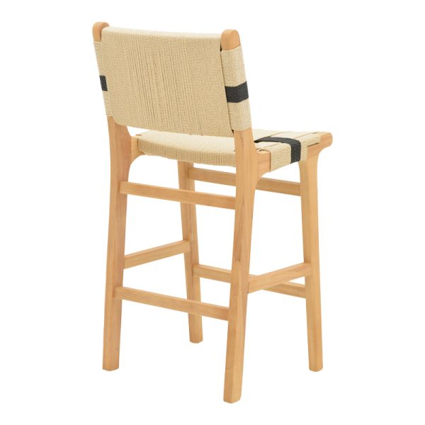 263 000034 2 4 Bar stool Julien pakoworld natural rubberwood-natural-black rope 45x46x95cmBOHO CHIC > Stools