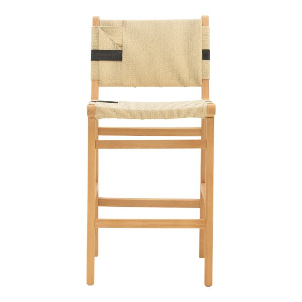 263 000034 4 4 Bar stool Julien pakoworld natural rubberwood-natural-black rope 45x46x95cmBOHO CHIC > Stools