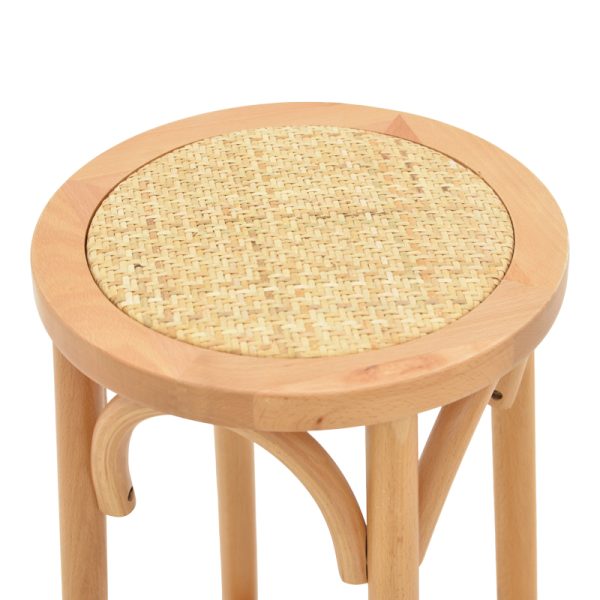 263 000037 2 2 Bar stool Serzo pakoworld beech wood and rattan in natural color Φ36x71cmBOHO CHIC > Stools