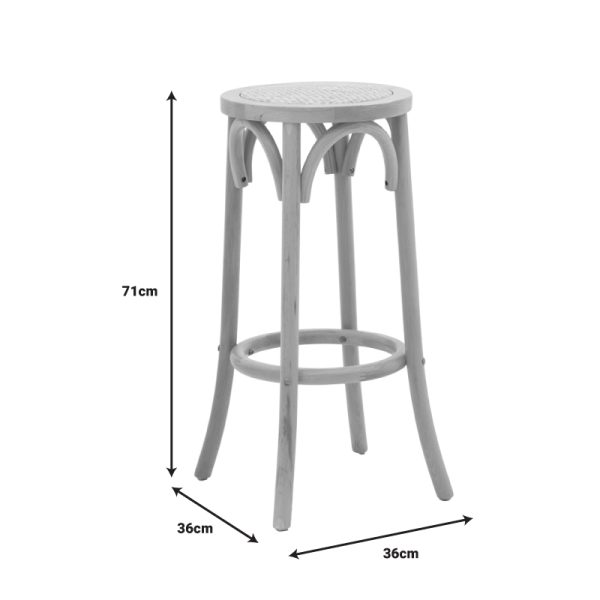 263 000037 4 2 Bar stool Serzo pakoworld beech wood and rattan in natural color Φ36x71cmBOHO CHIC > Stools