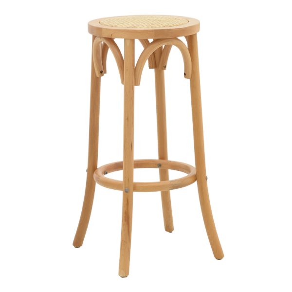 263 000037 5 Bar stool Serzo pakoworld beech wood and rattan in natural color Φ36x71cmBOHO CHIC > Stools