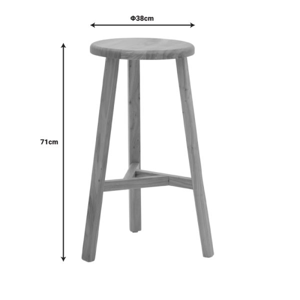 263 000038 4 5 Bar stool Fabrio pakoworld elm wood in natural shade Φ38x71cmBOHO CHIC > Stools