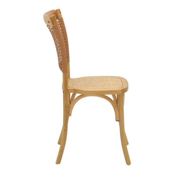 263 000041 2 2 Chair Karley pakoworld natural beech wood-natural rattan seat 48x52x89cmBOHO CHIC > Chairs and Armchairs