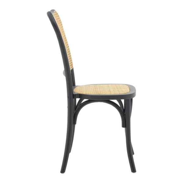 263 000043 2 2 Chair stackable Zozele pakoworld natural rattan pe-black toon wood 45x51x88cmBOHO CHIC > Chairs and Armchairs