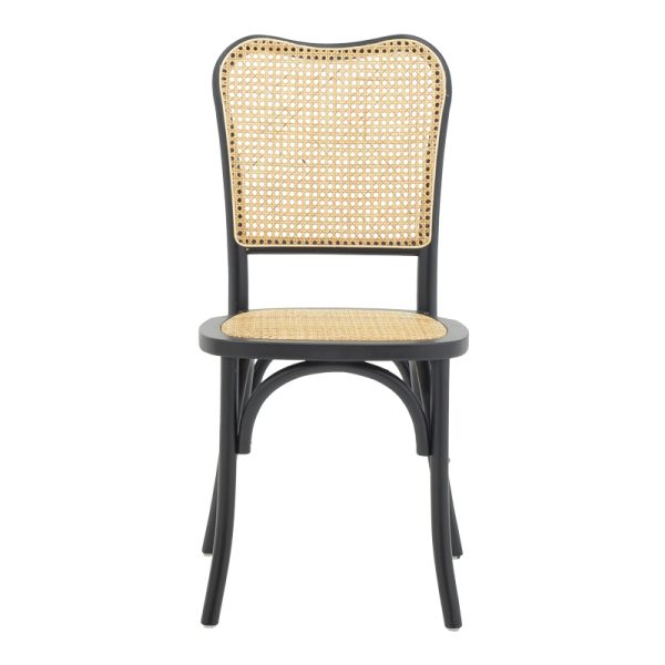 263 000043 3 2 Chair stackable Zozele pakoworld natural rattan pe-black toon wood 45x51x88cmBOHO CHIC > Chairs and Armchairs