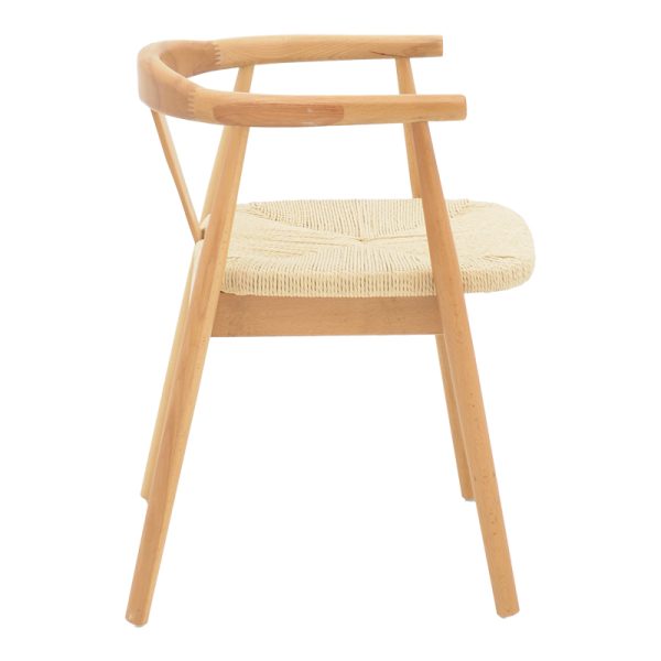 263 000048 2 7 Gernine armchair pakoworld solid beech wood and rope in natural shade 56x49x73cmBOHO CHIC > Chairs and Armchairs