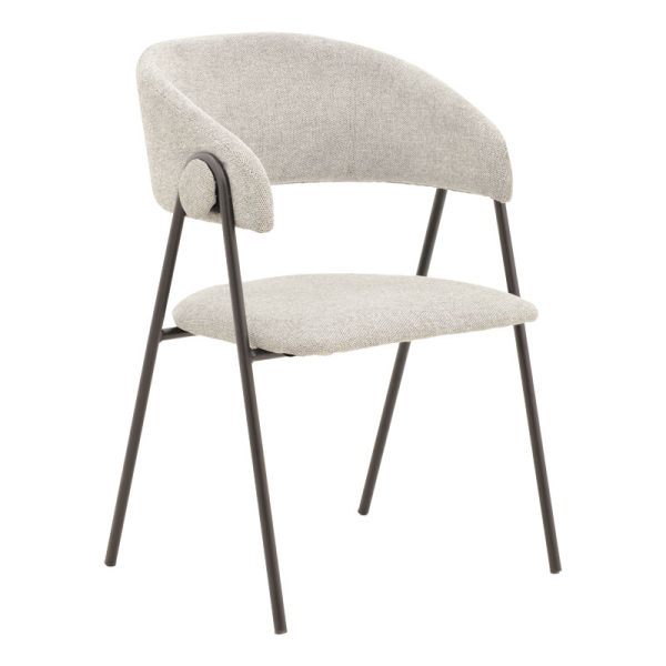 264 000001 10 Chair Rachele pakoworld light grey fabric-black metal leg 52x53x83cmIndoor furniture > Chairs
