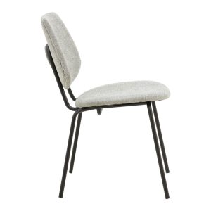 264 000007 2 3 Chair Pietro pakoworld fabric grey-leg black metal 50x53x83cmIndoor furniture > Chairs