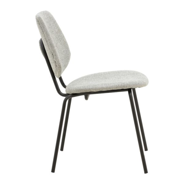 264 000007 2 3 Chair Pietro pakoworld fabric grey-leg black metal 50x53x83cmIndoor furniture > Chairs