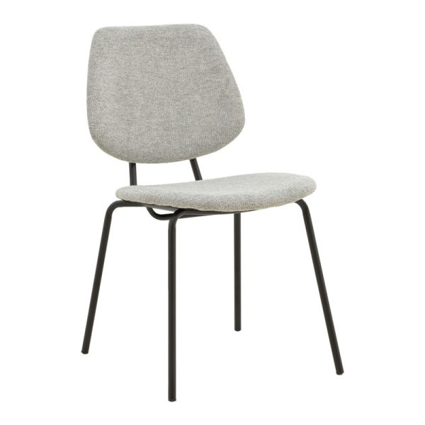 264 000007 6 Chair Pietro pakoworld fabric grey-leg black metal 50x53x83cmIndoor furniture > Chairs