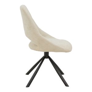 264 000024 2 3 Chair Luciano pakoworld cream fabric and black metal leg rotatable 52x58x86cmIndoor furniture > Chairs