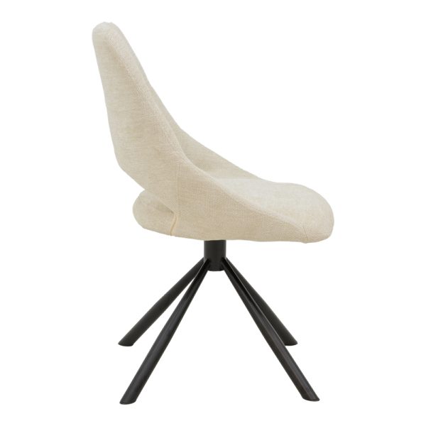 264 000024 2 3 Chair Luciano pakoworld cream fabric and black metal leg rotatable 52x58x86cmIndoor furniture > Chairs