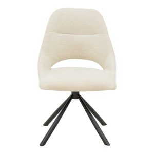 264 000024 3 3 Chair Luciano pakoworld cream fabric and black metal leg rotatable 52x58x86cmIndoor furniture > Chairs
