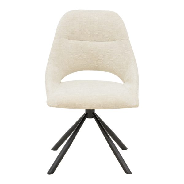 264 000024 3 3 Chair Luciano pakoworld cream fabric and black metal leg rotatable 52x58x86cmIndoor furniture > Chairs