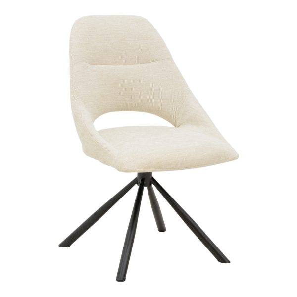 264 000024 6 Chair Luciano pakoworld cream fabric and black metal leg rotatable 52x58x86cmIndoor furniture > Chairs