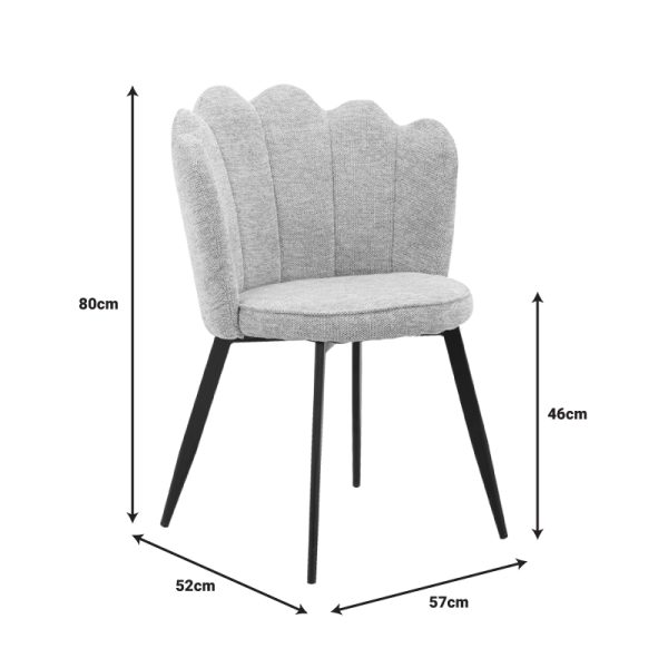 264 000025 4 2 Chair Rosalia pakoworld fabric grey-black metal leg 57x52x80cmSPRING OFFERS