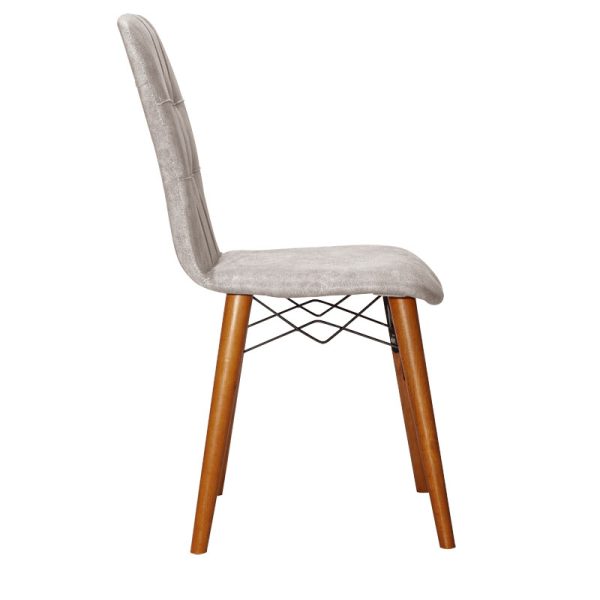 266 000001 2 6 Chair Sonora I pakoworld fabric grey antique-walnut legIndoor furniture > Chairs