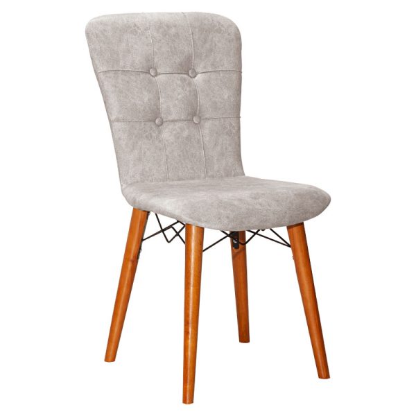 266 000001 9 Chair Sonora I pakoworld fabric grey antique-walnut legIndoor furniture > Chairs