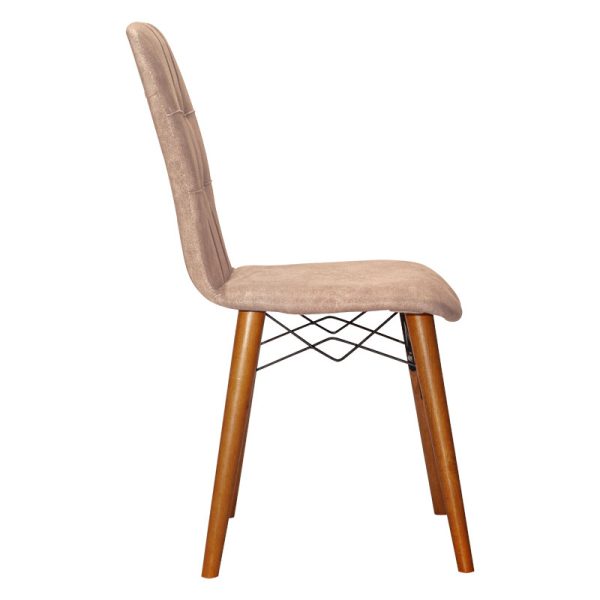 266 000002 2 3 Chair Sonora I pakoworld fabric beige antique-walnut legIndoor furniture > Chairs