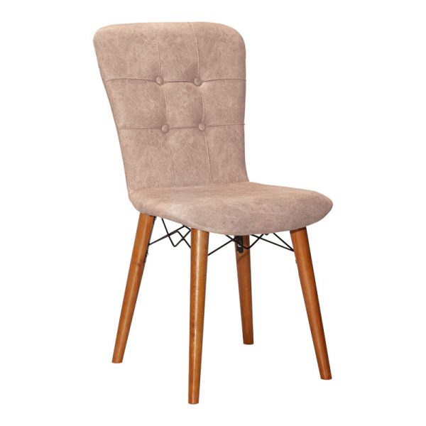 266 000002 6 Chair Sonora I pakoworld fabric beige antique-walnut legIndoor furniture > Chairs